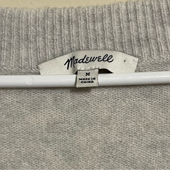 Madewell Sweater ALPACA + MERINO WOOL White Gray V-Neck Soft Luxurious Top sizeM - Picture 4 of 7